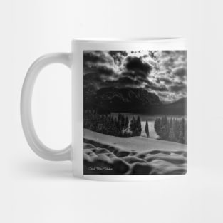 Moon Over Montana - Black and White Mug